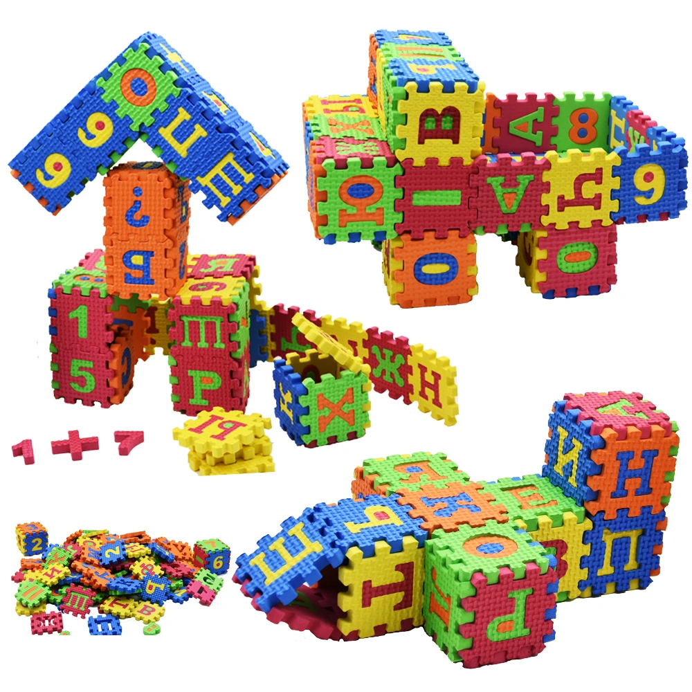 hot sell Russian alphabet letter toys Kids baby puzzle mats 60pcs 55 * 55MM carpet babies  Language foam puzzle learning toy