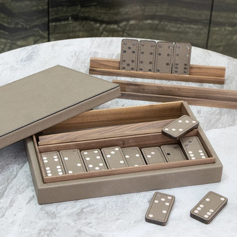 Stylish Modern Leather Game Set With Waterproof Wooden Organizer & Interactive Game Art Deco Design Customized Color