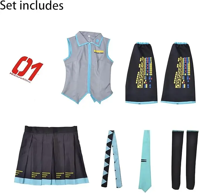 Miku Cosplay Kostuum Groene Paardenstaart Pruik Anime Virtuele Zanger Rollenspel Uniform Meisje Party Comic Con Outfits Tops Rok Rekwisieten