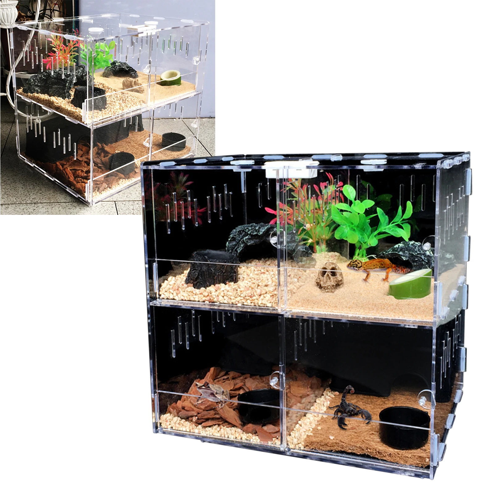 Acrylic 4-Grid Reptile Breeding Box 3