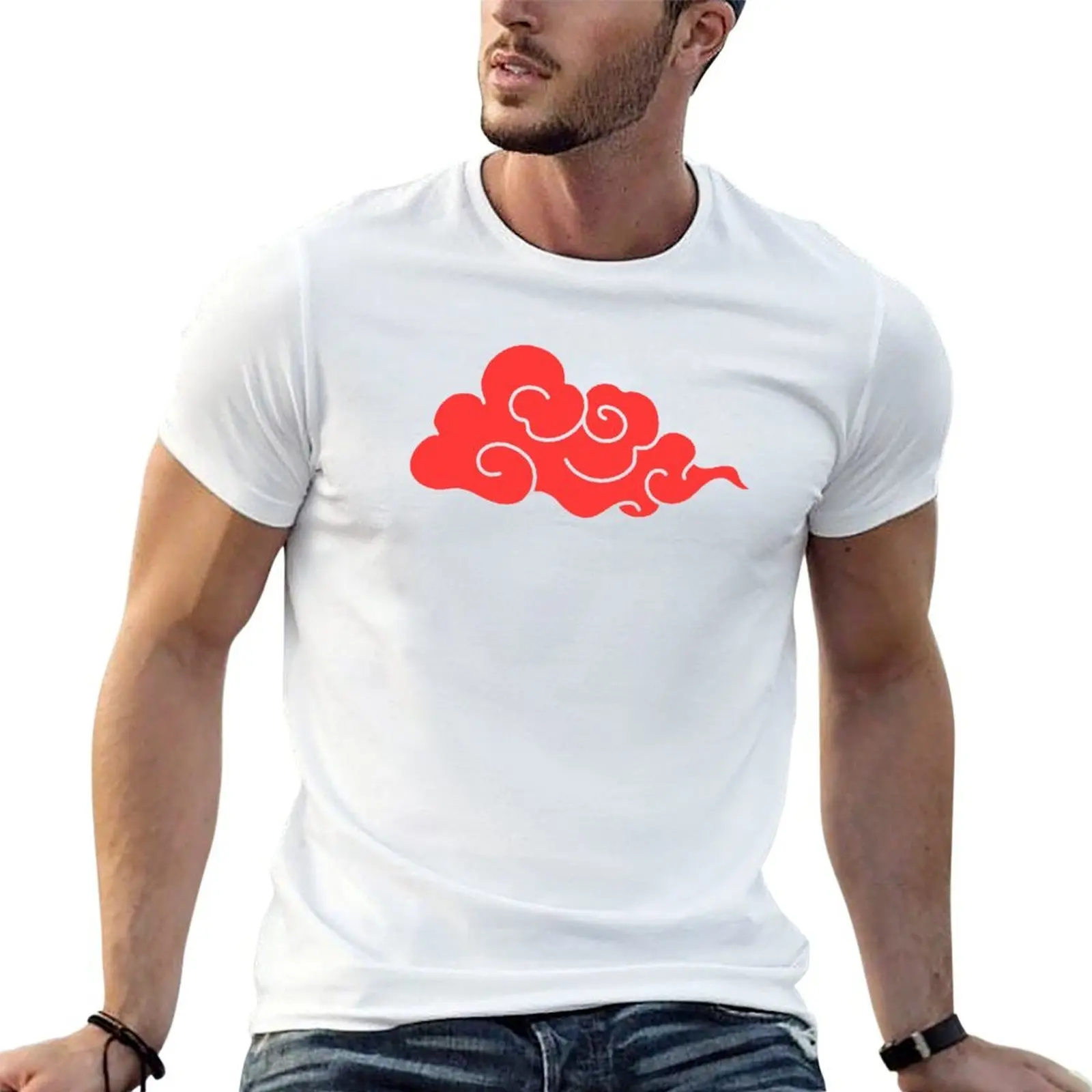 

Crimson red cloud T-Shirt anime t shirts oversize cotton t shirts man 100% T-Shirt