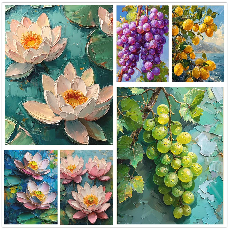 Póster de moda con diseño de limón, flor de primavera, loto, uva, planta, cuadros en lienzo, imágenes artísticas para pared, decoración para el hogar, sala de estar y dormitorio