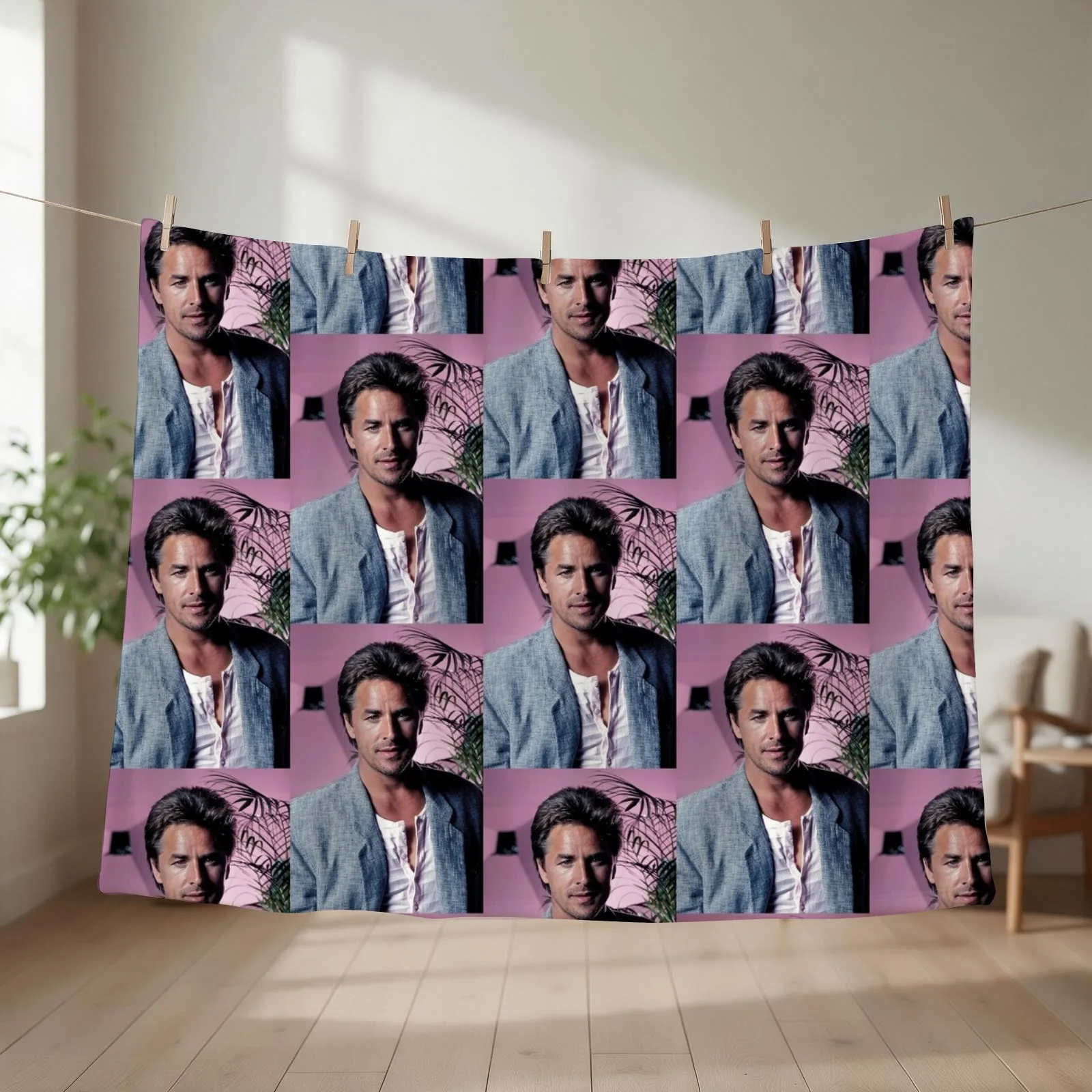 Don Johnson MIAMI VICE Throw Blanket couch cozy soft plush fuzzy picnic outdoor blanket