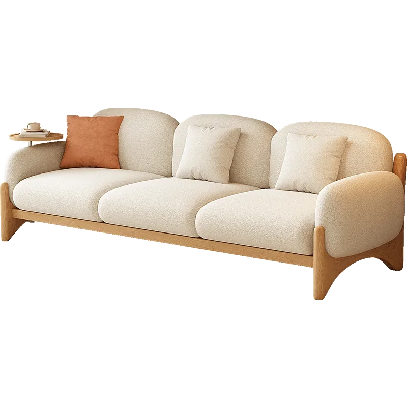 Moderno simples pequeno apartamento sofá sala de estar nordic madeira maciça estilo creme combinação funcional tecido