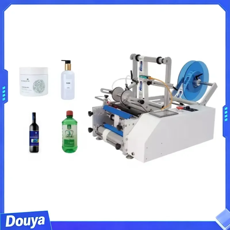 Hot Sell Tabletop Date Code Printer Manual Semi Automatic Sticker Pet Plastic Glass Water Round Bottle Labeling Machine