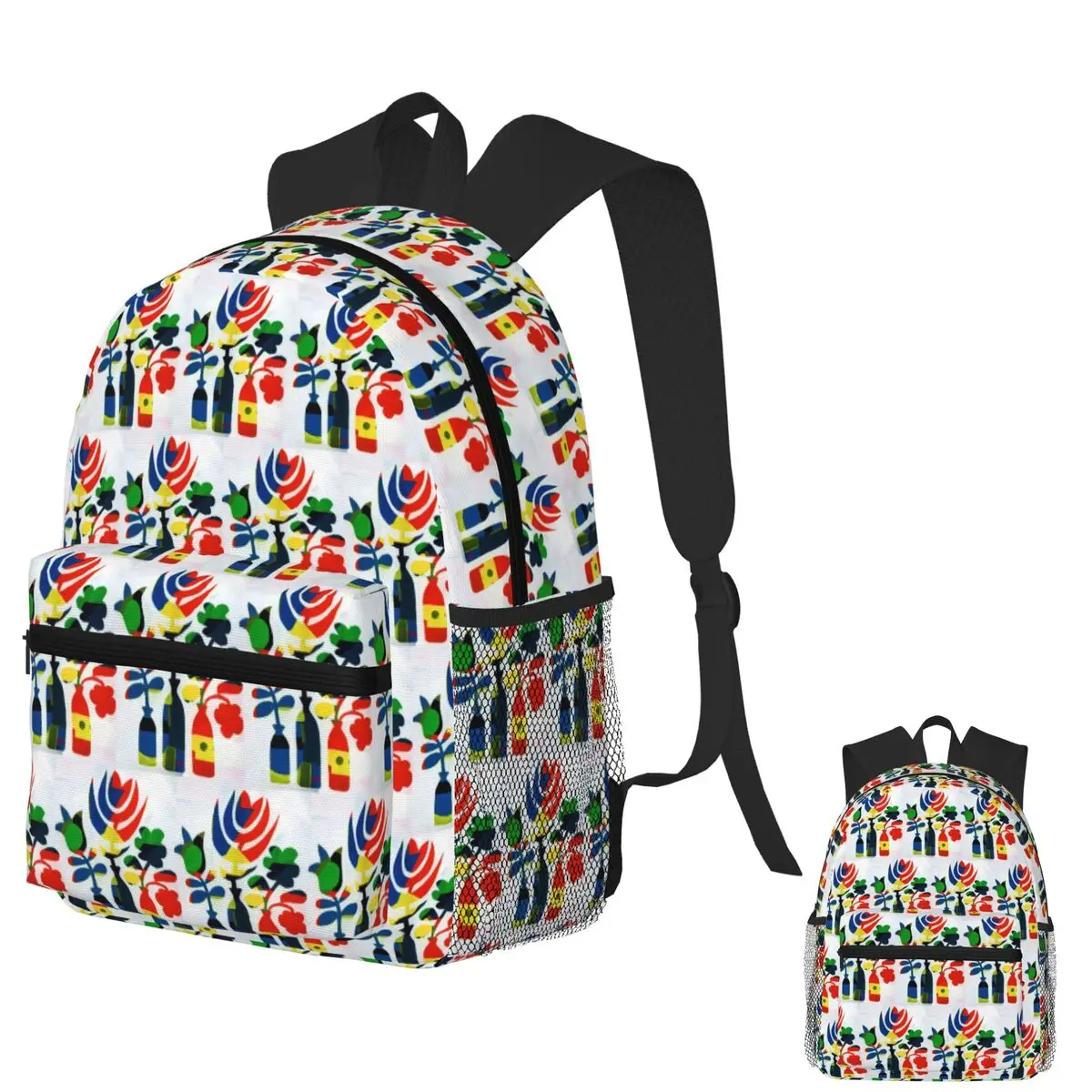 

Whimsical Midcentury Bottle And Flowers Student Backpack School Bag Hiking Travel Daypack for Men Women Bookbag Shoulder Bags