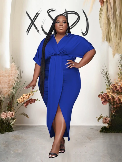 Summer Dress Women Sexy Simple And Elegant Formal Dress Slim Fit Solid Color V Neck Loose Plus Size Dresses Free Shipping Plus Size Dresses AliExpress