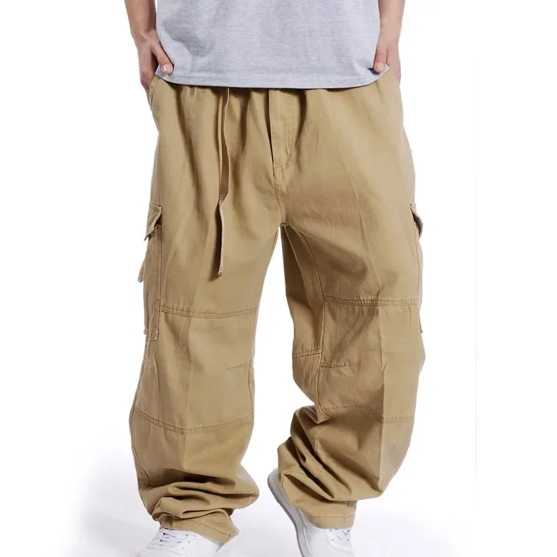 

Large Size 2XL 3XL 4XL 145KG spring winter Men cargo pants thick high street pants safari style pockets out door straight pants