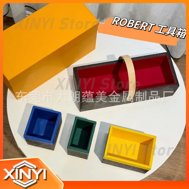 Wholesale Leather Tools Storage Box for Jewelry Making Large Capacity Display Pallet for Craft Supplies Brushed Metal