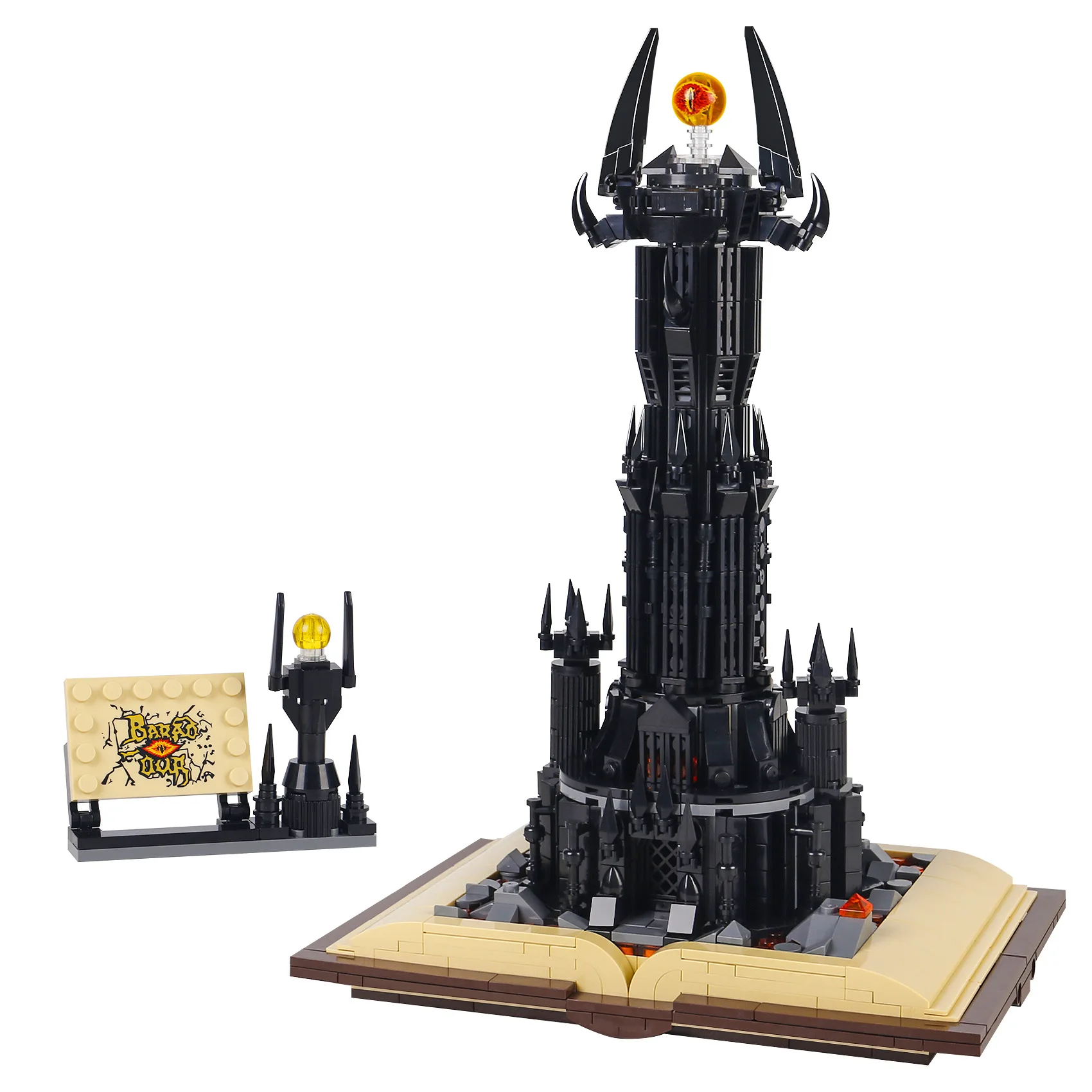 Barad Dur bloques de construcción Magic Gastle en el libro, Lord Rings, Sauron Eye, ensamblar, colección de ladrillos, juguete para niños con luz Led, regalos para niños