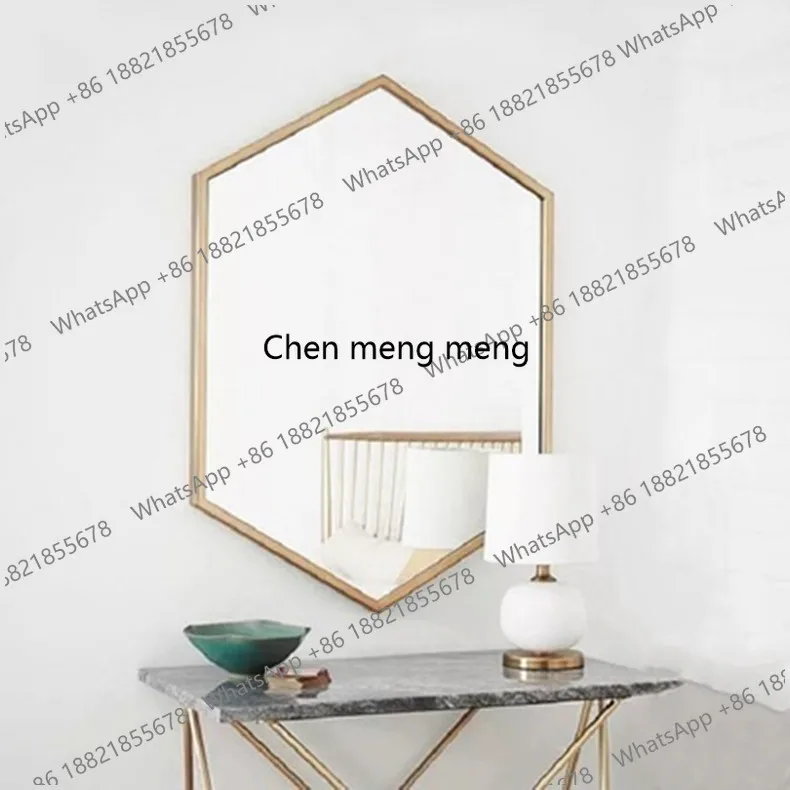 hexagonal bathroom washbasin wall-mounted wall-mounted decorative mirror ins wind rhombus wrought iron special-shaped mirror