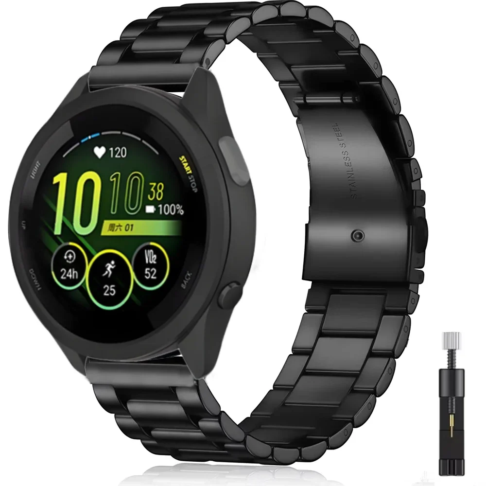Pulseira de metal de 20mm 22mm para garmin vivoactive 3 4 5 banda relógio venu sq 2 plus 3 pulseira forerunner 645 245 255 265 965 955 correa