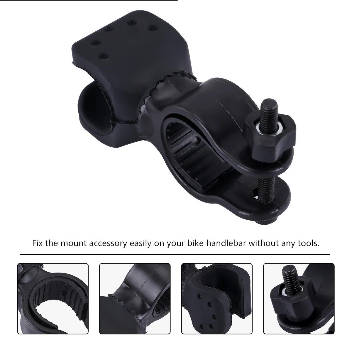 4Pcs Bike Torch Bracket Holder 360 Degree Rotatable Flashlight Clamp Handlebar Mount Bike Light Rack Secure Fix