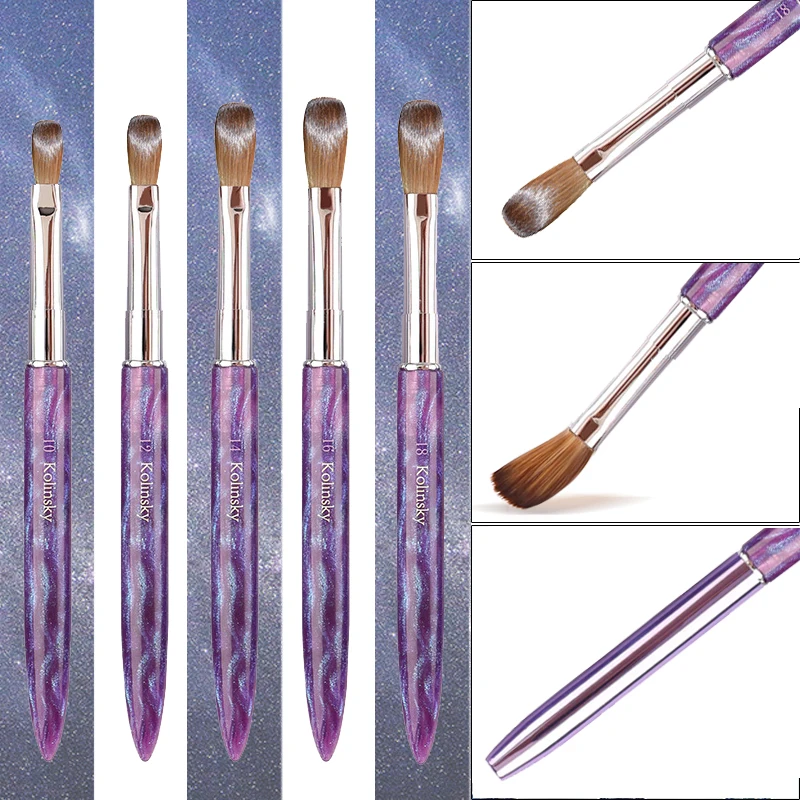 100% Kolinsky Acrylic Nail Brush with Purple Acrylic Handle for Acrylic Powder Nail Art Brush with Nail Technology