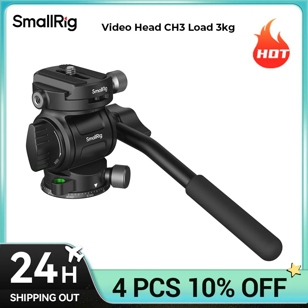 Głowica wideo SmallRig CH3 Tylko 271 g Maksymalne obciążenie 3 kg Przenośna głowica płynna do fotografowania na zewnątrz Garnitur Arca-Swiss Płytka szybkiego zwalniania 4936