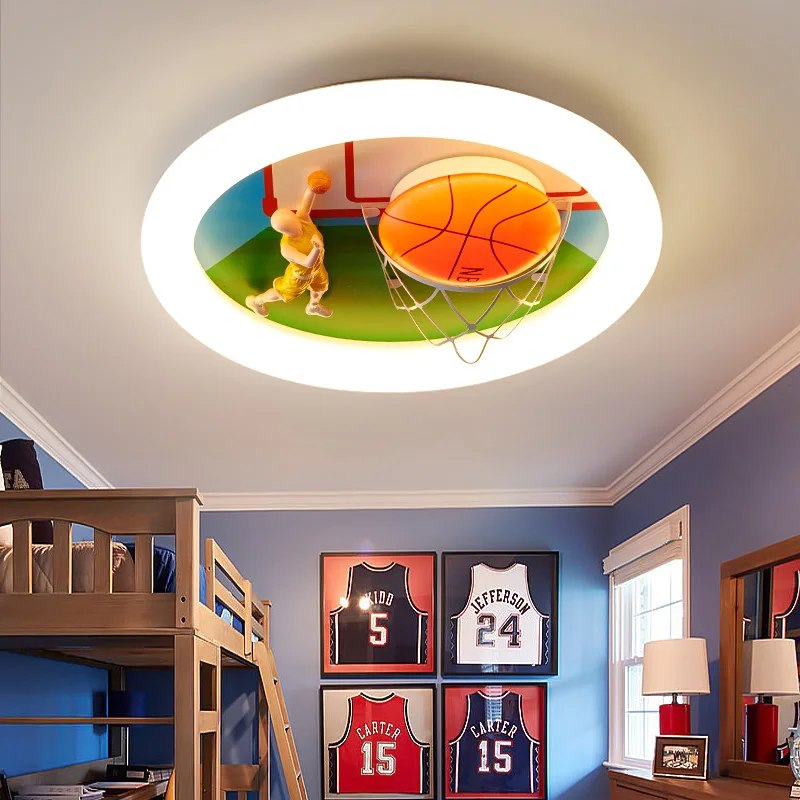 Children's Room Lights Boys' Bedroom Lights Creative Cartoon Round Basketball Lights Boys Teen Room Ceiling lights