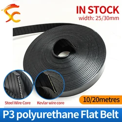 P3 25mm Flat Belt Thickness 3mm Width 25mm black Polyurethane with Material Kevlar P3-25mm for Fitness Equipment