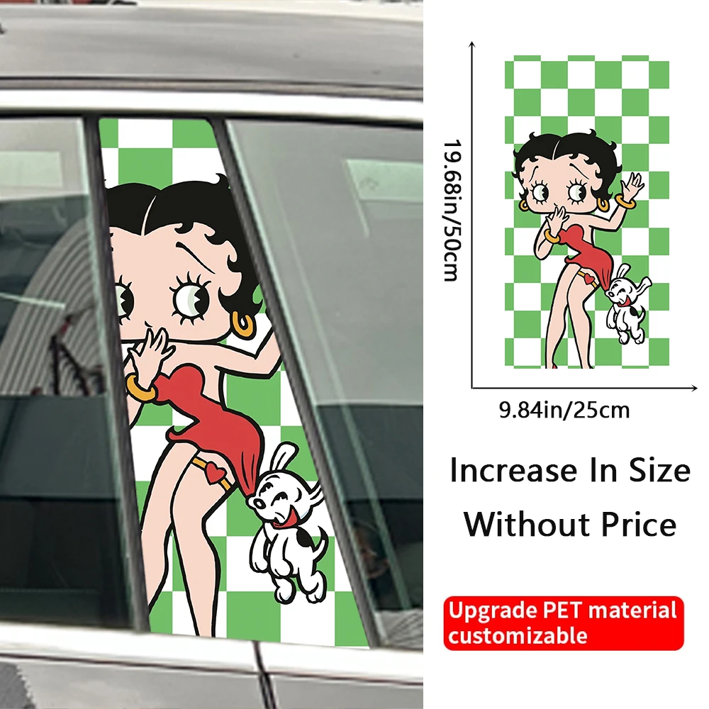 2pcs Anime Cute LSweet Lovely Girl Car B-pillar Stickers Center Column Decoration Cover Scratches Waterproof Decals