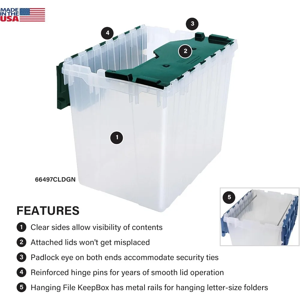 18갤런 투명 플라스틱 보관함 (뚜껑 포함), 차고용, 중첩 및 적층 가능 디자인