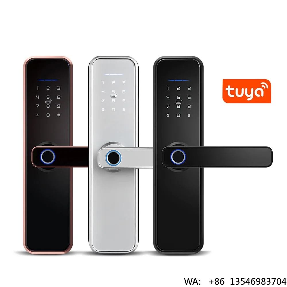 

Keyless Entry Home Inteligente Exterior Door Handle Smart WIFI Tuya APP Digital Rfid Card Key Digit Fingerprint Door Lock