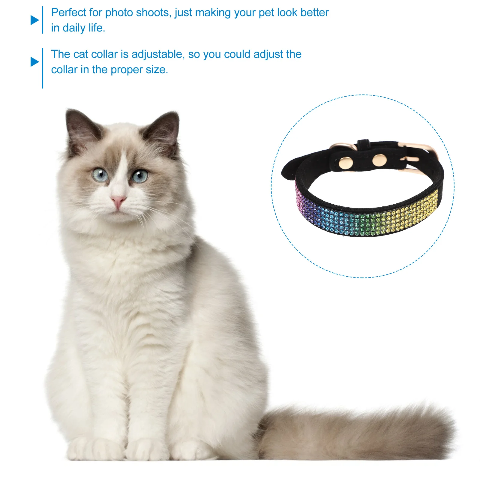 

Rhinestone Cat Collar Adjustable Sparkling Party Puppy Collar Comfortable Skin-Friendly Pet Decor Pet Decor Dog Holiday Collars