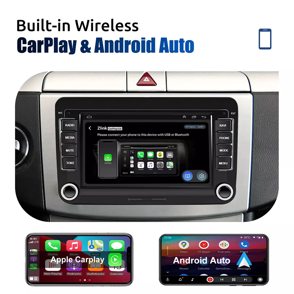 

7 inch Android 14 GPS Android Auto navigation host carplay for Volkswagen VW Golf MK5 MK6 Jetta Passat CC car radio