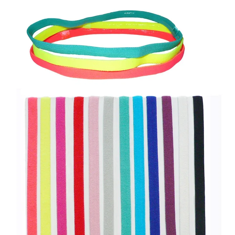 

1-12Pcs Women'S Headband, Football Yoga Pure Headband, Anti Slip Elastic Rubber Thin Sports Headband, Hair Accessories Headband