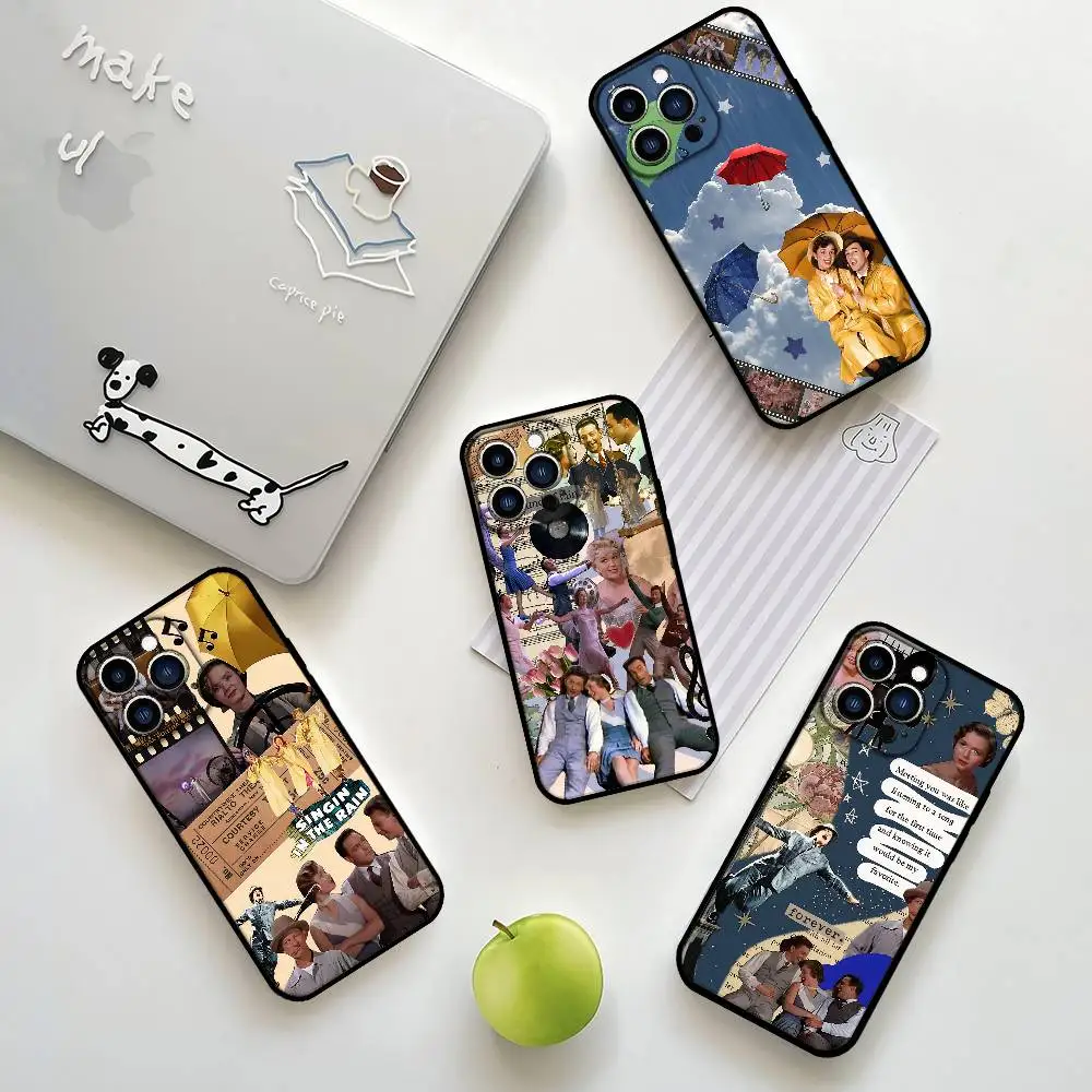 Singing In The Rain Retro Handyhülle für iPhone 17 16 15 11 13 14 Pro Max X Xr Xs Max 12mini Schwarze Schutzhülle