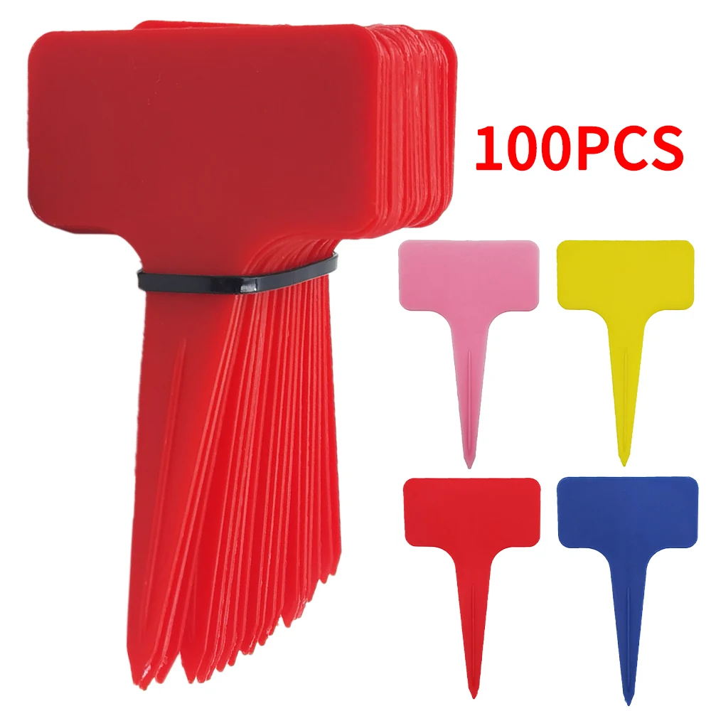 

100pcs Waterproof T-shaped Insert Label PVC Plastic Label Horticultural Label Flower Brand Succulent Plants