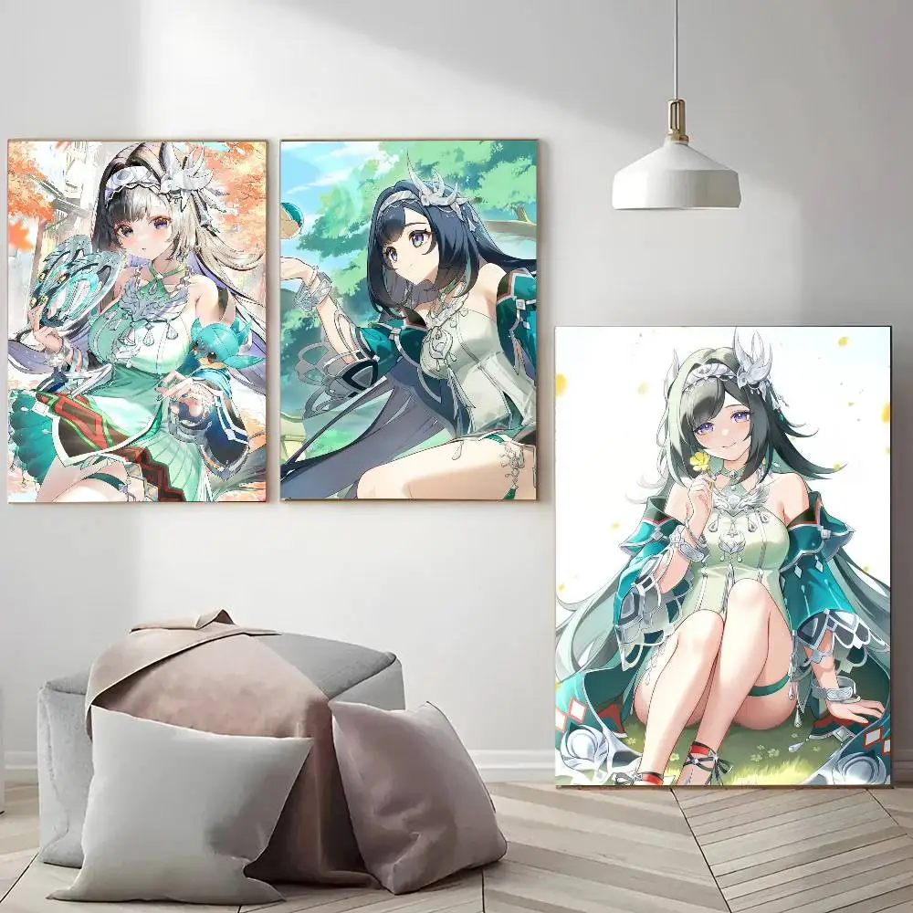 Lan Yan Genshin Impact Posters Living Room Bar Cafe Quality Canvas Vintage Style Comics Painting Art Home Wall Decor Picture