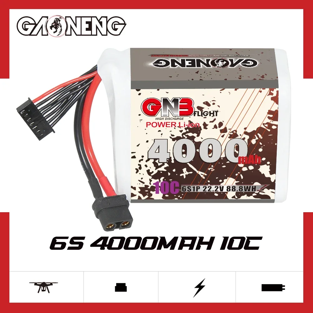 GAONENG GNB 4000mAh 6S 10C 20C 22.2V XT60 21700 Li-ion Battery 7 inch 300mm to 380mm FPV