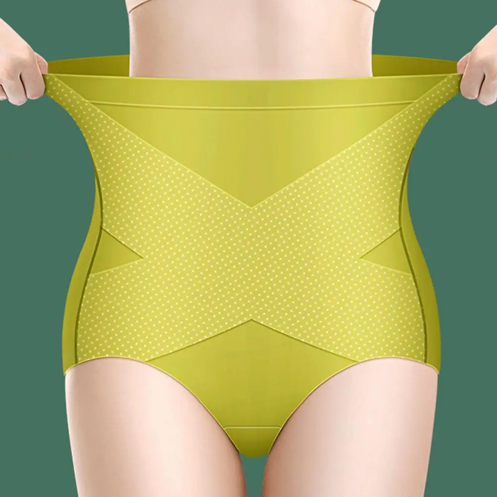 High Elasticity 3D Hip Lift Lady Panties Ice Silk High Waist Control Tummy Slimming Panties for Inside Wear