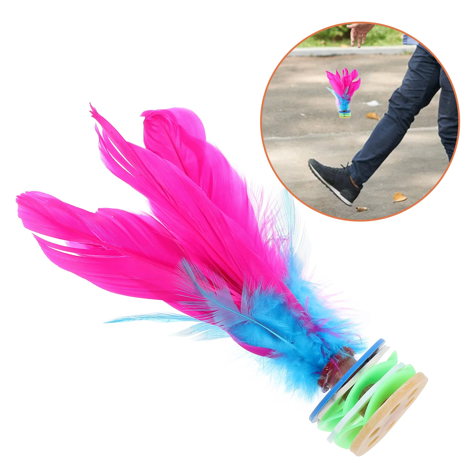 2 Pcs Spline Shuttlecock Jianzi Game Fitness Foot Kick Toys Sports Chinese Outdoor