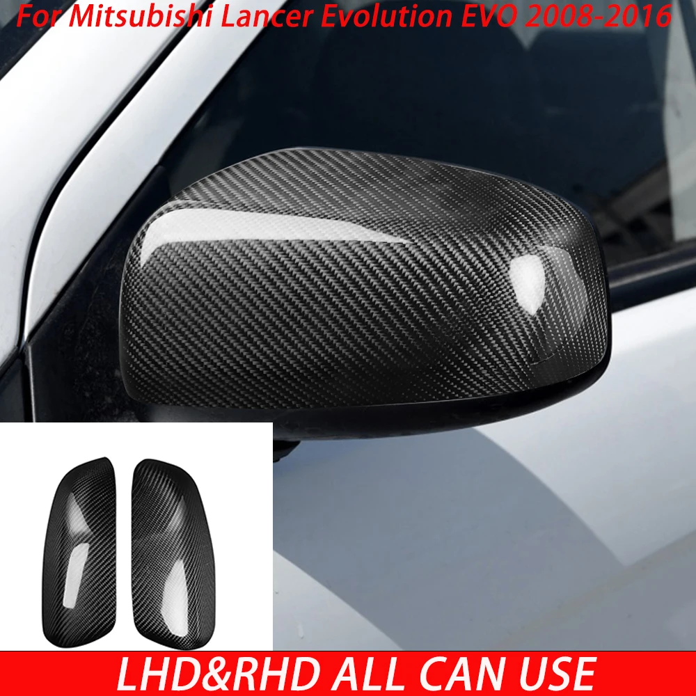 Pour Mitsubishi Lancer Evolution EVO 2008-2016, coque de rétroviseur en fibre de carbone, accessoire de modification extérieure décorative pour voiture.