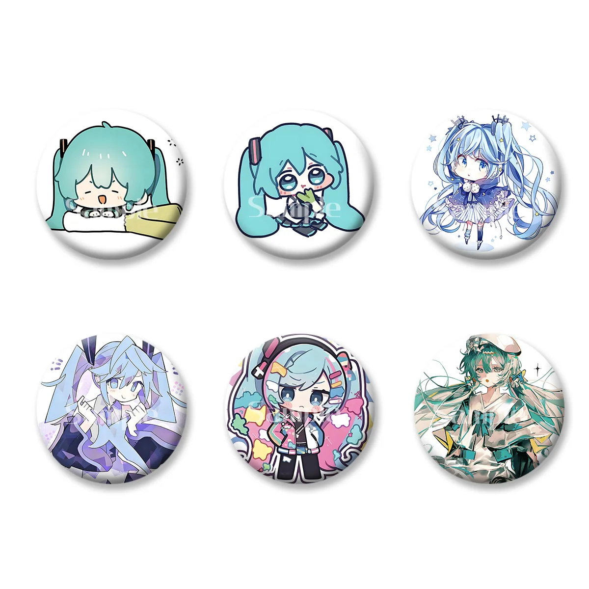 

Japanese Anime Cartoon Characters Cute Style Flash Badge Cards Souvenir Keychains Makeup Mirror Fridge Magnet ACG Accessories