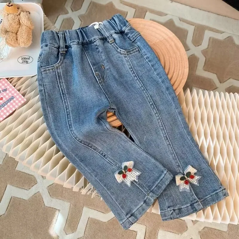 

Girls Baby Jeans 2023 Spring and Autumn Outwear Slim Fit Jeans Children's Flare Pants Little Girls' Stretch Jeans