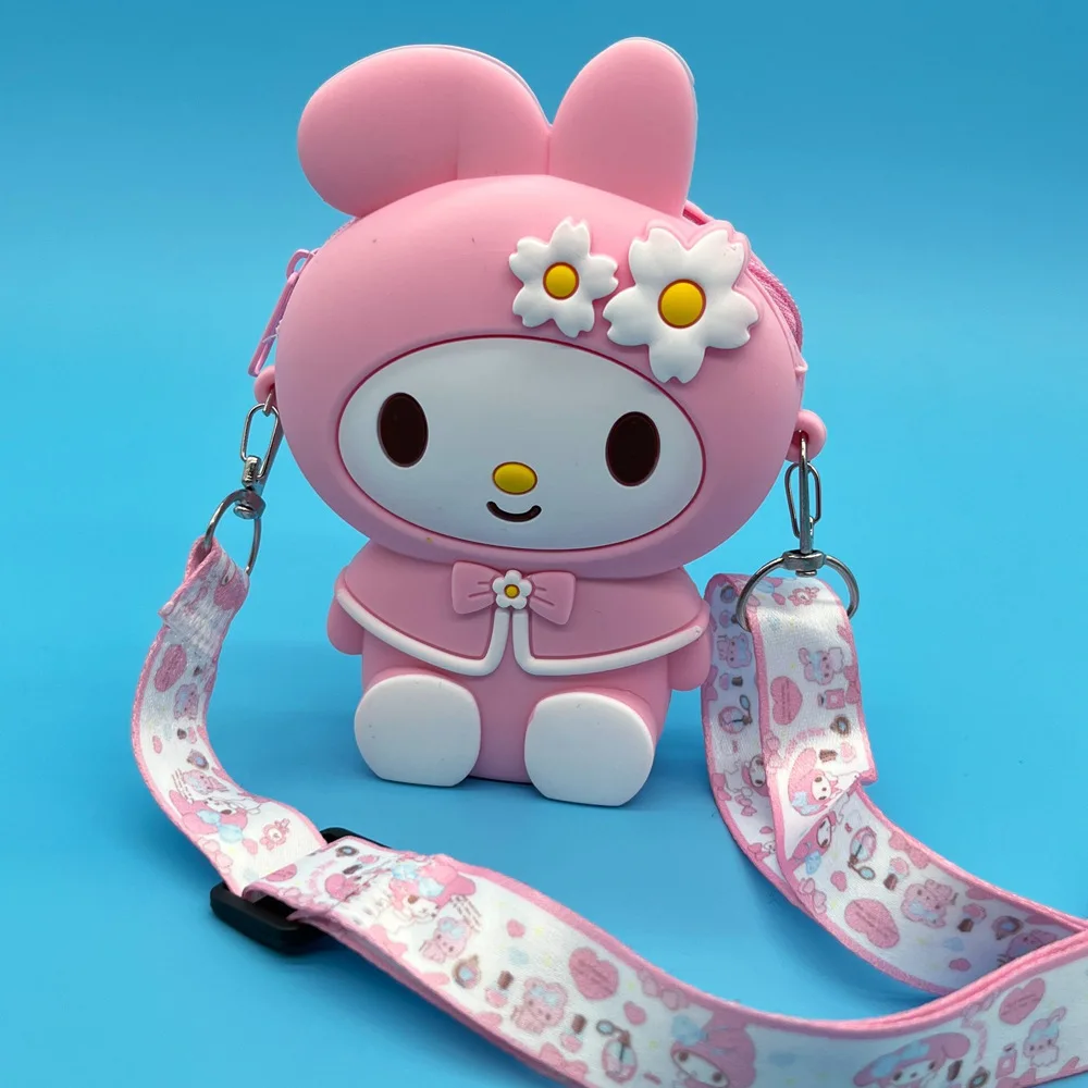 

Sanrio Melody Cartoon Silicone Bag Coin Purse Children'S Outings Crossbody Accessories Birthday Gifts Travel Portable