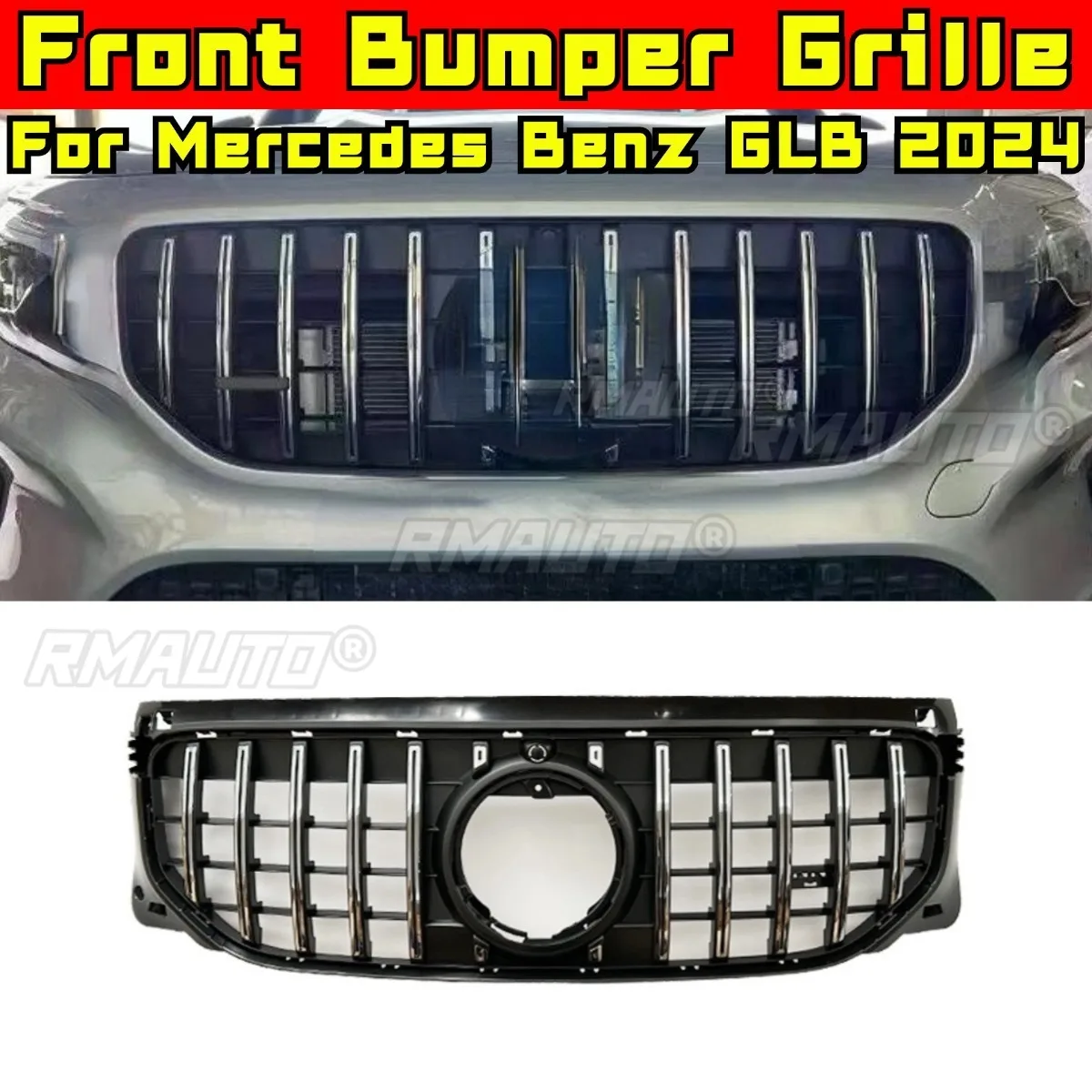 

Car Bumper Grill Decorative Strips Racing Grille Body Kit Front Bumper Grill For Mercedes Benz GLB 2024 Exterior Part