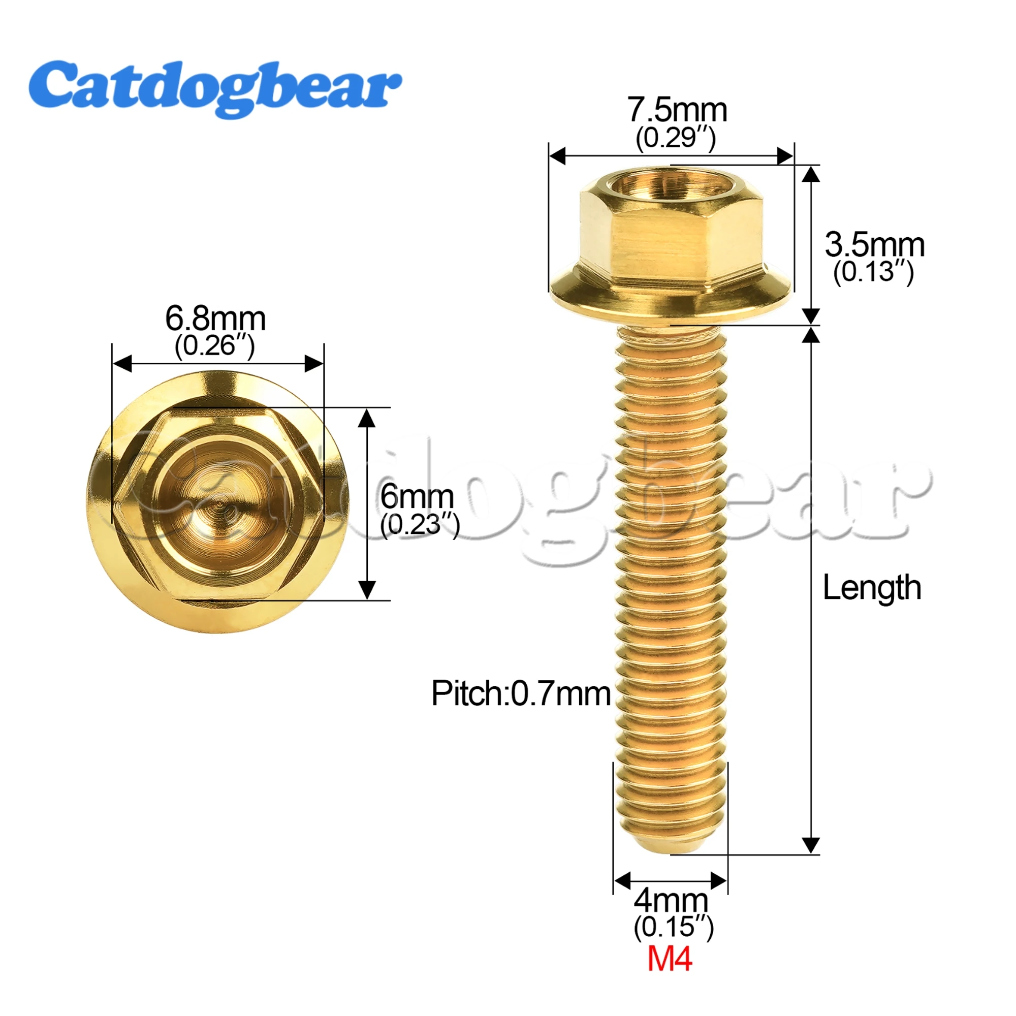 Catdogbear Titanium Bolts M4x6/8/10/12/15/20/25/30mm Socket Flange Head DIN6921 for Motorcycle Modified