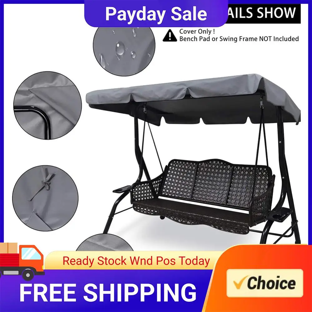 

3 Seat Porch Swing Seat Canopy Waterproof Windproof Anti- Garden Hammock Top Cover Swing Canopy Top Cover for Outdoor Swing