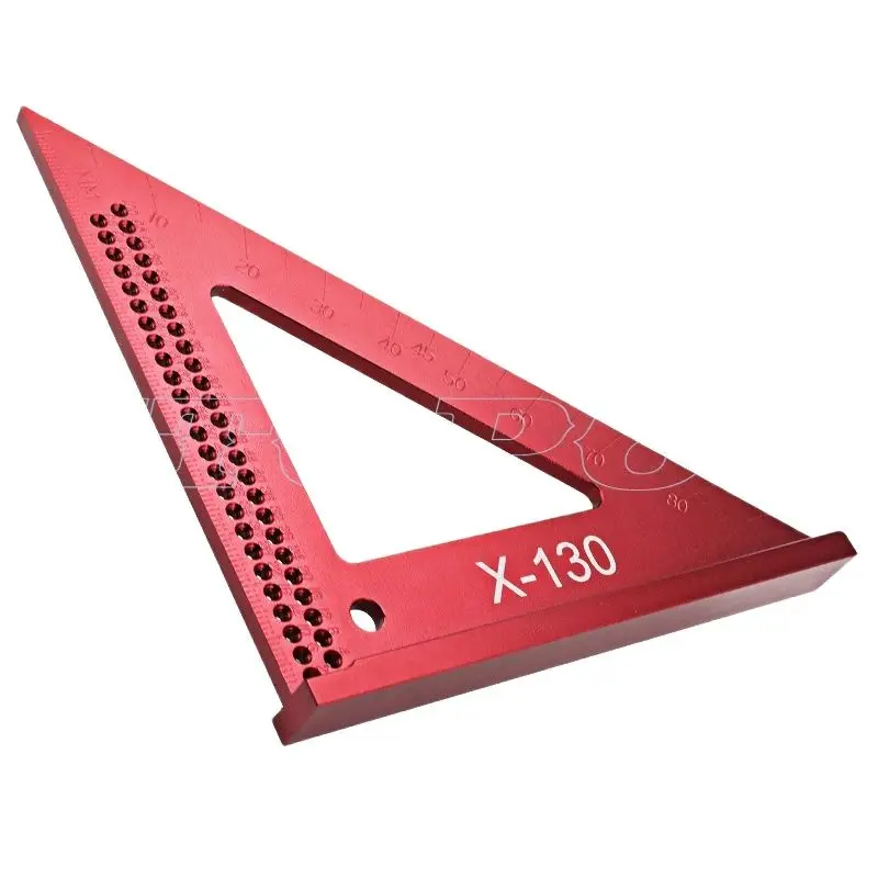 Aluminum Alloy Metric Woodworking Precision Triangle Ruler Carpenters Square Hole Positioning Scriber Measuring Ruler Gauge Tool