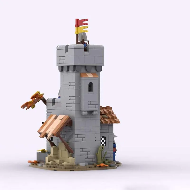 MOC medieval architecture lion knight border checkpoint model DIY assembly building blocks toy children's gift