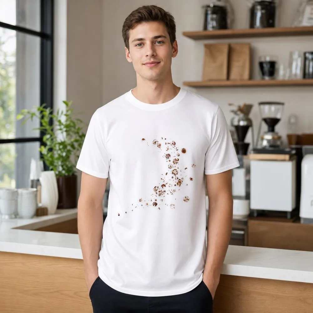 Vintage Graphic Tee Men Autumn Floral Breeze Art O Neck Short Sleeve Casual Vacation Festival Tops