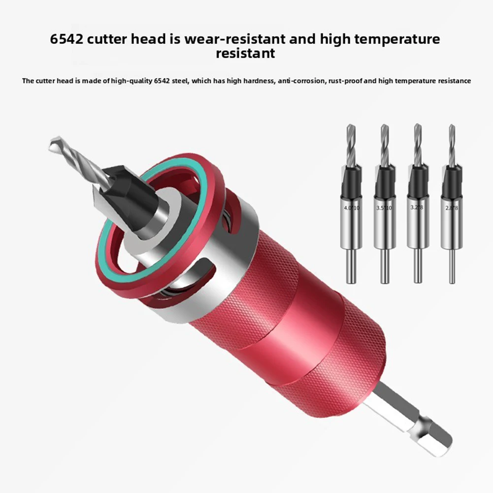 

Double Bladed Countersink Drill Automatic with Aluminum Limit Ring and 6542 Steel Bits for Precision Wood Drilling