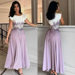 Customized Evening Chiffon Draped Pleat Sequined Homecoming A-line O-Neck Bespoke Occasion Gown Midi Dresses  Sexy Casual