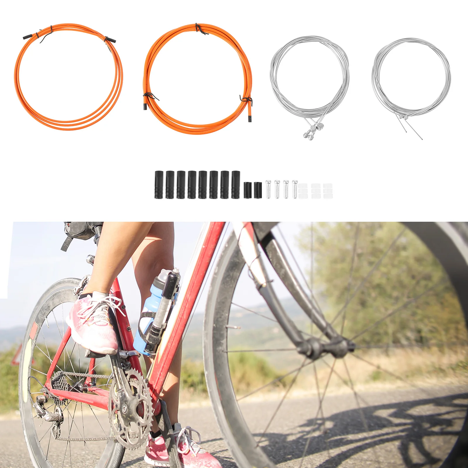 

1Set Bike Brake and Derailleur Cable Set Complete Steel Wire PVC Shifter Kit for Mountain Road Bike Accessories