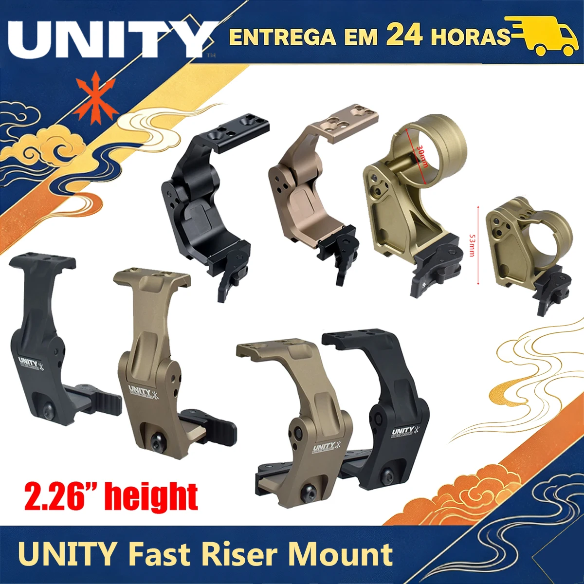 Tactical UNITY FAST OPTIC Riser Mount 2.26 2.91 Sight Folding for T01 T02 Bracket G33 G43 G45 Sight Fixed 3X 5X Magnifier Scope