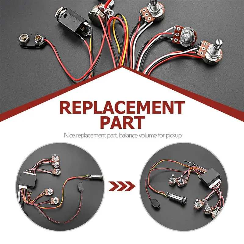 1 Set 3-Band Active EQ Preamp Circuit Wiring Harness Parts For Bass Guitar Electric Guitar Circuit Wiring Harness