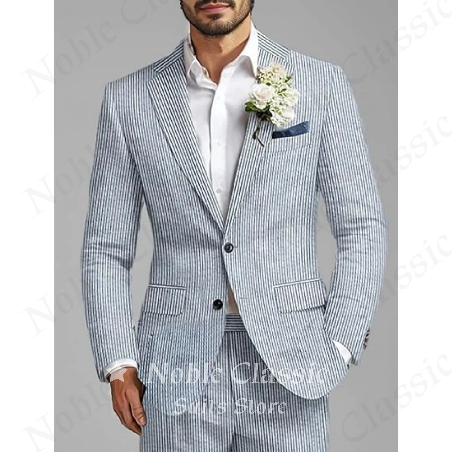 Traje Clásico de Seersucker a  - Slim Fit Blazer Men reseña y precio