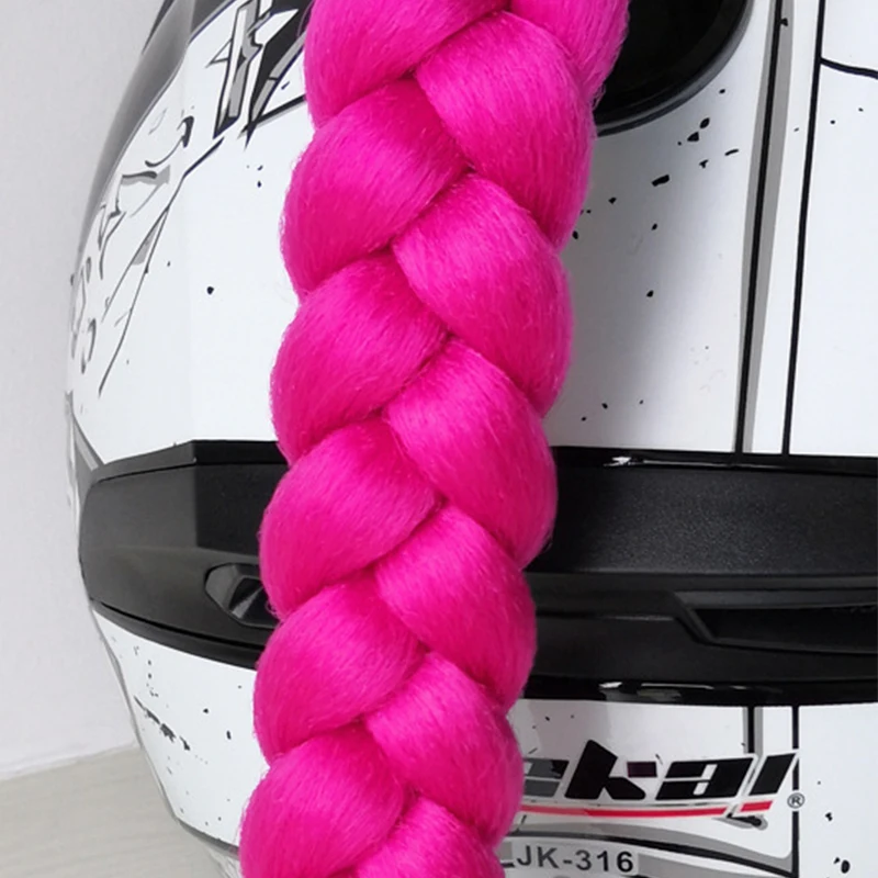 1Pc Helmet Pigtail Motorcycle Helmet Twist Dual Ponytail Bicycle Helmet Braids Hair Tails with Suction Cup for Any Helmets